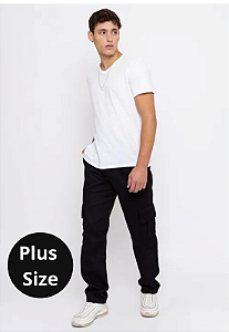 Calça Jeans Jogger Cargo Plus Sized  Masculina Com Elástico Kenny