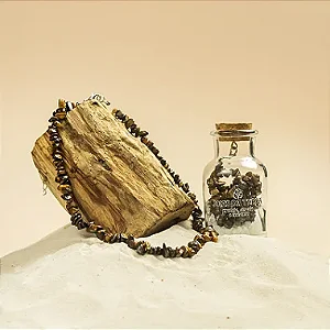 Colar de Olho de Tigre Com Extensor de Tamanho (Coragem e Prosperidade)