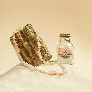 Colar de Quartzo Rosa Com Extensor de Tamanho (Amor e Autoestima)