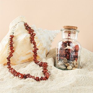 Colar Choker Jaspe Vermelho Com Extensor de Tamanho (Força e Desejo)