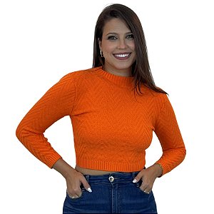 Blusa de Frio Tricot Modal Cropped Escama