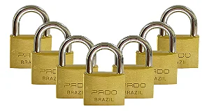 Kit 7 Cadeados Pado 20mm Mesmo Segredos Iguais Mesma Chave