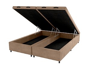 Base Box Applauso c/ Bau 1,58 cm x 1,98m x 43cm Suede BG Queen
