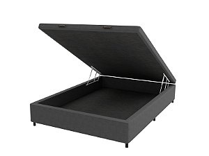 Base Box Aplauso com Baú Frontal - Casal - 1,38 x 1,88m - Altura 43cm - Bord Reto Preto