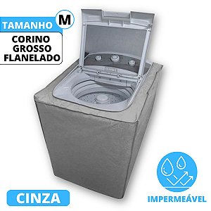 Capa Para Máquina de Lavar 10 kg, 11 kg e 12 kg Com Zíper Cor Cinza Tamanho M
