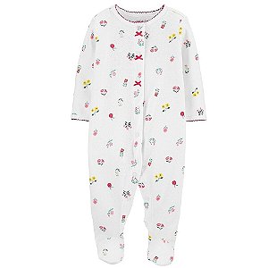 Macacão Carters branco e floral algodão