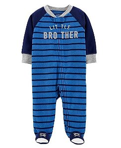 Macacão Carters de fleece azul marinho com listras brancas