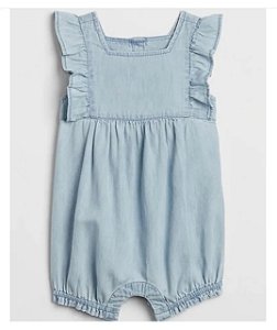 Romper GAP de sarja azul com babados