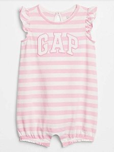 Romper GAP rosa com listras brancas e logo