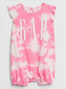 Romper GAP tie-die rosa chock e branco com logo