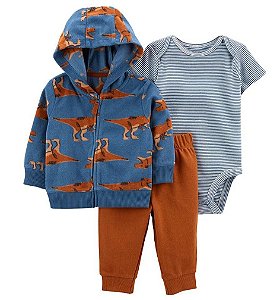 Trio de inverno Carter's Dinossauro, casaco em fleece