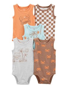 Kit body regata Carter's, praia, marrom e laranja