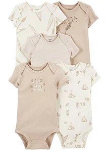 Kit body Carter's bege com bichinhos, neutro