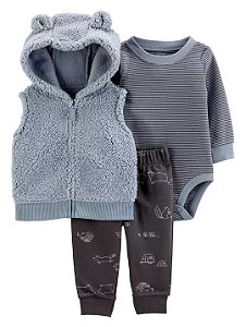 Trio inverno Carter's Colete em sherpa