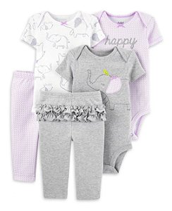 Kit 5 peças Child of Mine Elefante lilás By Carter's 18 meses