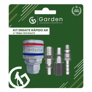 Kit Engate Rápido Ar Cromado 1/4 Fêmea 3 Pinos Zamac