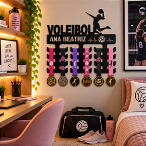 Porta Medalhas Vôlei Feminino com Nome