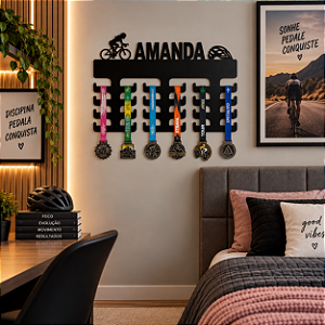 Porta Medalhas Ciclismo Feminino com nome