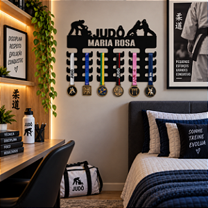 Porta Medalhas Judô Feminino com Nome