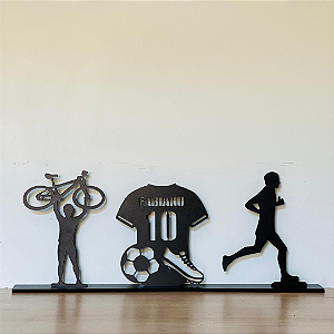 Troféu Kit 3 Modalidades Ciclismo Camisa Futebol com Nome Corrida
