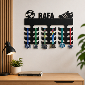 Porta Medalhas Bola e Chuteira com Nome