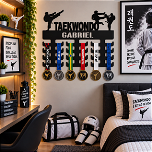 Porta Medalhas Taekwondo com Nome