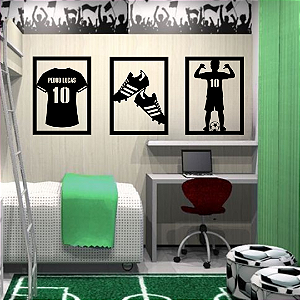 Kit de Quadros Camisa Chuteiras Menino com Nome e Número