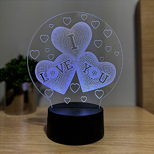 Luminária LED em Acrílico I Love You