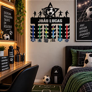 Porta Medalhas Futebol Estrela com Nome