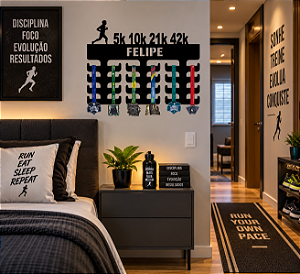 Porta Medalhas Corrida 5K10K21K42K Masculino com Nome