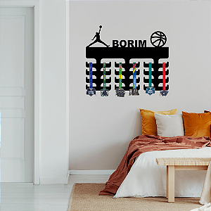 Porta Medalhas Basquete Bola Masculino com nome