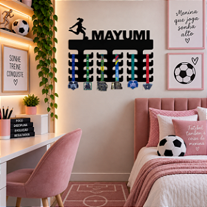 Porta Medalhas Futebol 1 Feminino com Nome