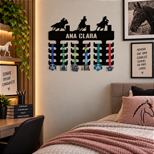 Porta Medalhas Cavalo 3 Tambores Feminino com Nome
