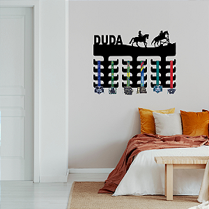 Porta Medalhas Salto Hipismo Feminino com Nome