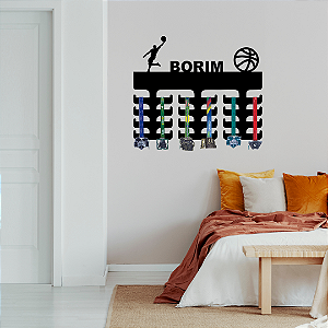 Porta Medalhas Basquete Bola Masculino com nome