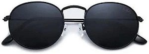 Óculos De Sol Redondo Round Preto Lente Uv 400 Feminino Masculino
