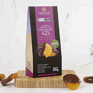 Damasco no Chocolate 42% Cacau Açú. Coco - Vegano 80g