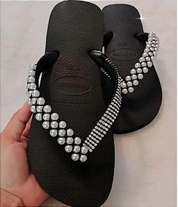 Chinelo havaianas top decorados Preto