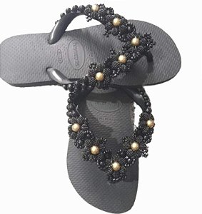 Chinelo havaianas top decorados com renda francesa