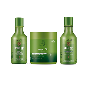 Kit shampoo e condicionador 250ml e máscara 500g inoar argan oil (3 produtos)