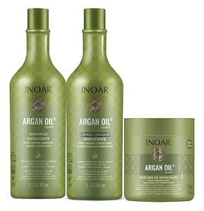 Kit inoar argan oil shampoo 1L + condicionador 1L + máscara 500g