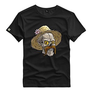 Camiseta Caveira Chapéu Palha Bigode - 87