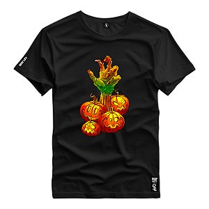 Camiseta Premium Estampa Halloween Pumpkin Mãos - 3205