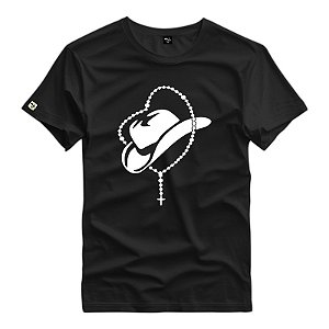Camiseta Estampada Chapéu e Terço Country - 125