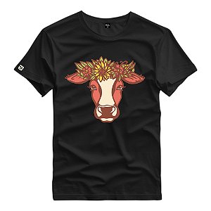 Camiseta Estampa Cara De Vaca Flores - 86