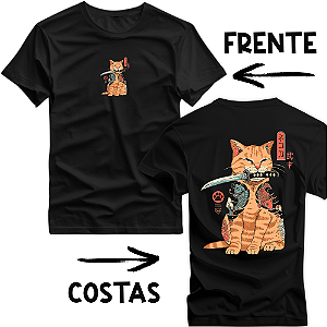 Camiseta Boldfire Cat Katana Frente Costas - 3603