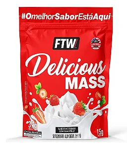 Delicious Mass Hipercalórico Refil 3kg Sabor Chantilly Com Morango - FTW