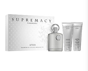 Kit Afman Supremacy Silver Perfume Eau de Parfum Masculino 100ml + Shower Gel + Loção Corporal