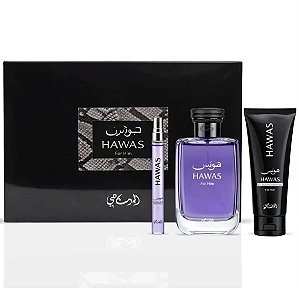 Kit Rasasi Hawas For Him Masculino Eau de Parfum 100ml + 10ml + Shower Gel 60ml