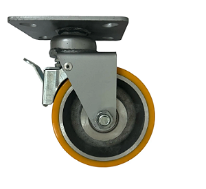 Rodízio PU Giratório de Placa com Freio